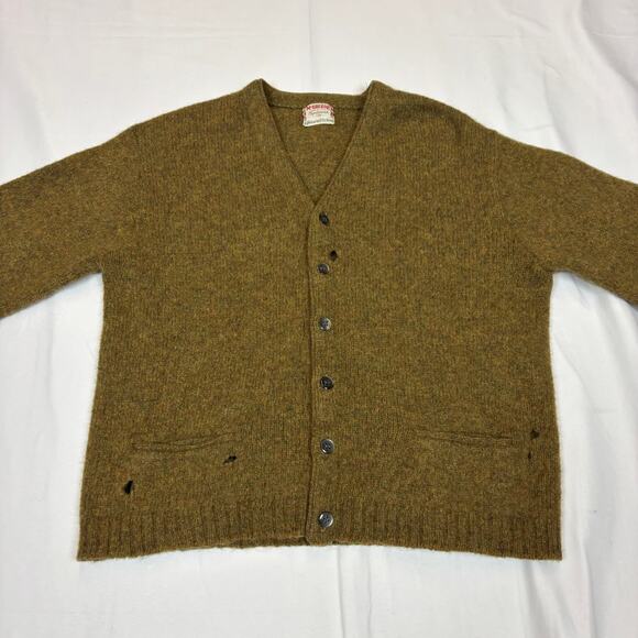 Vintage 60s McGregor Shetland Wool Mohair Cardigan Medium Kurt Cobain Grunge - Picture 2 of 10